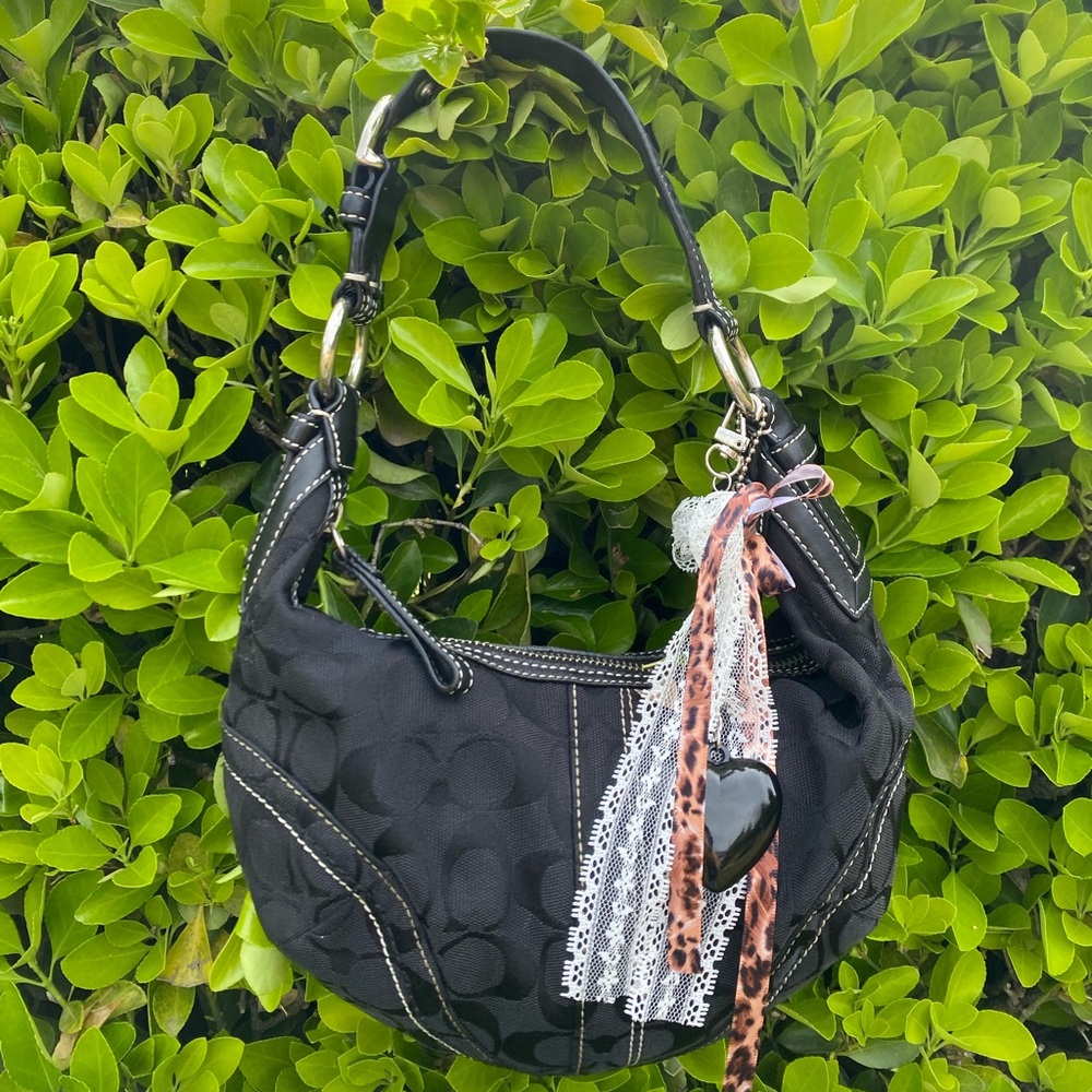 Y2K Coach Black Signature Mini Hobo Bag